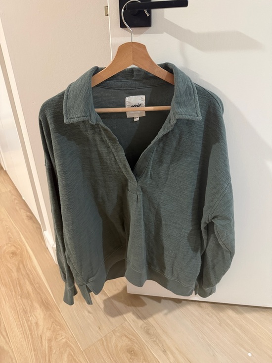 aerie Tops - Aerie Pullover Green Collared Polo Style Sweatshirt Size M